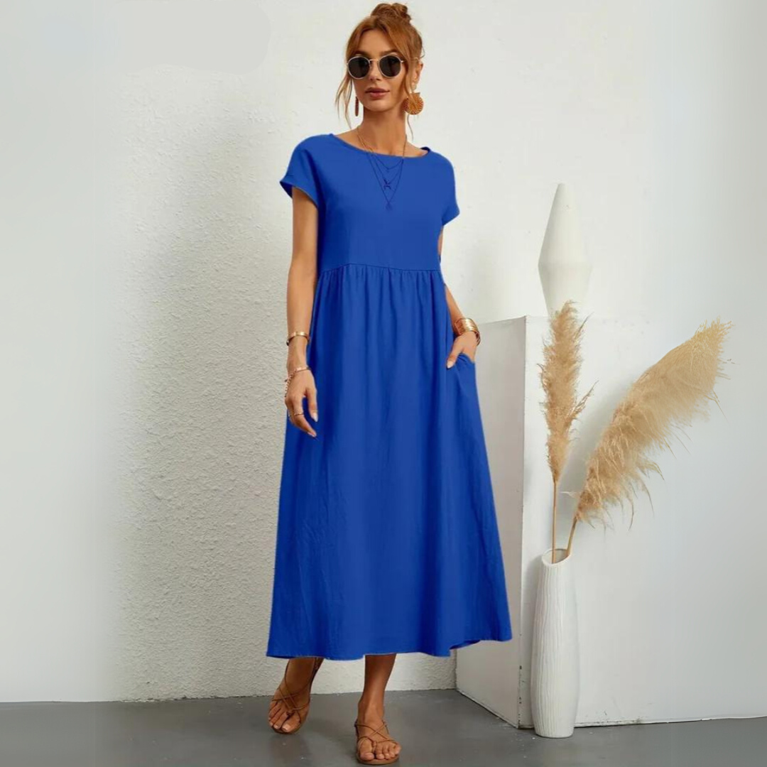 Isla - Robe Midi Décontractée en Coton