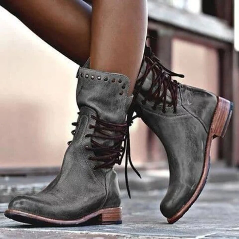 Malwina - Bottines Mi-Mollet Rétro