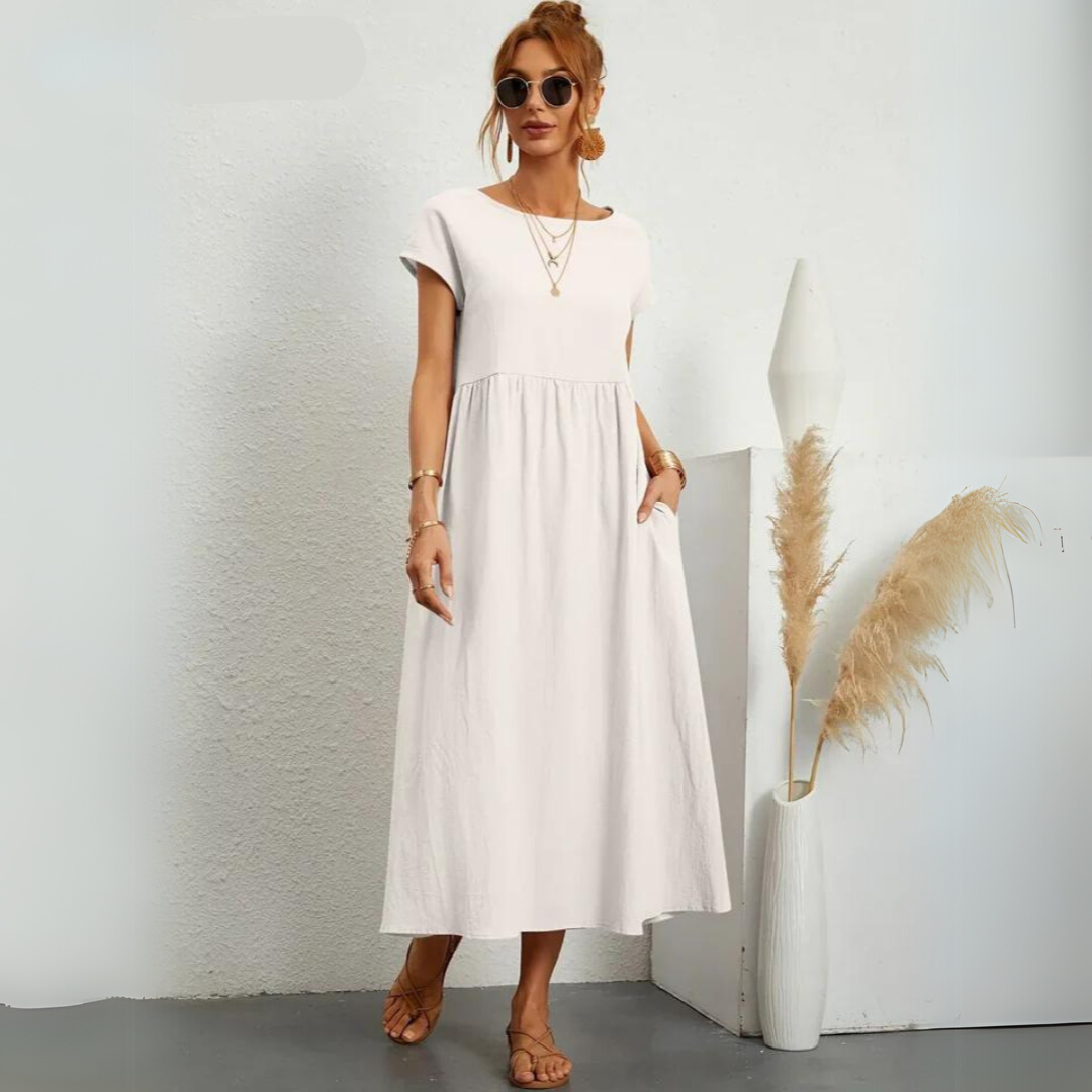 Isla - Robe Midi Décontractée en Coton