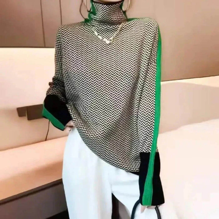 Leni - Pull Roulé Chic En Chevrons