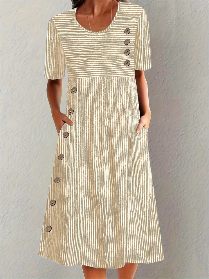 Marina - Robe Midi Rayée Élégante